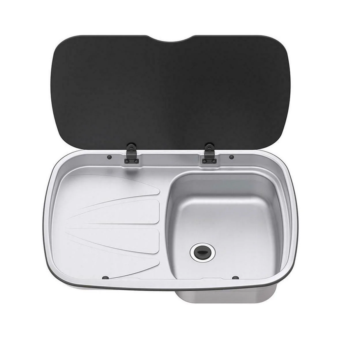 Thetford Spinflo Argent Left Hand Drainer & Sink & Glass Lid