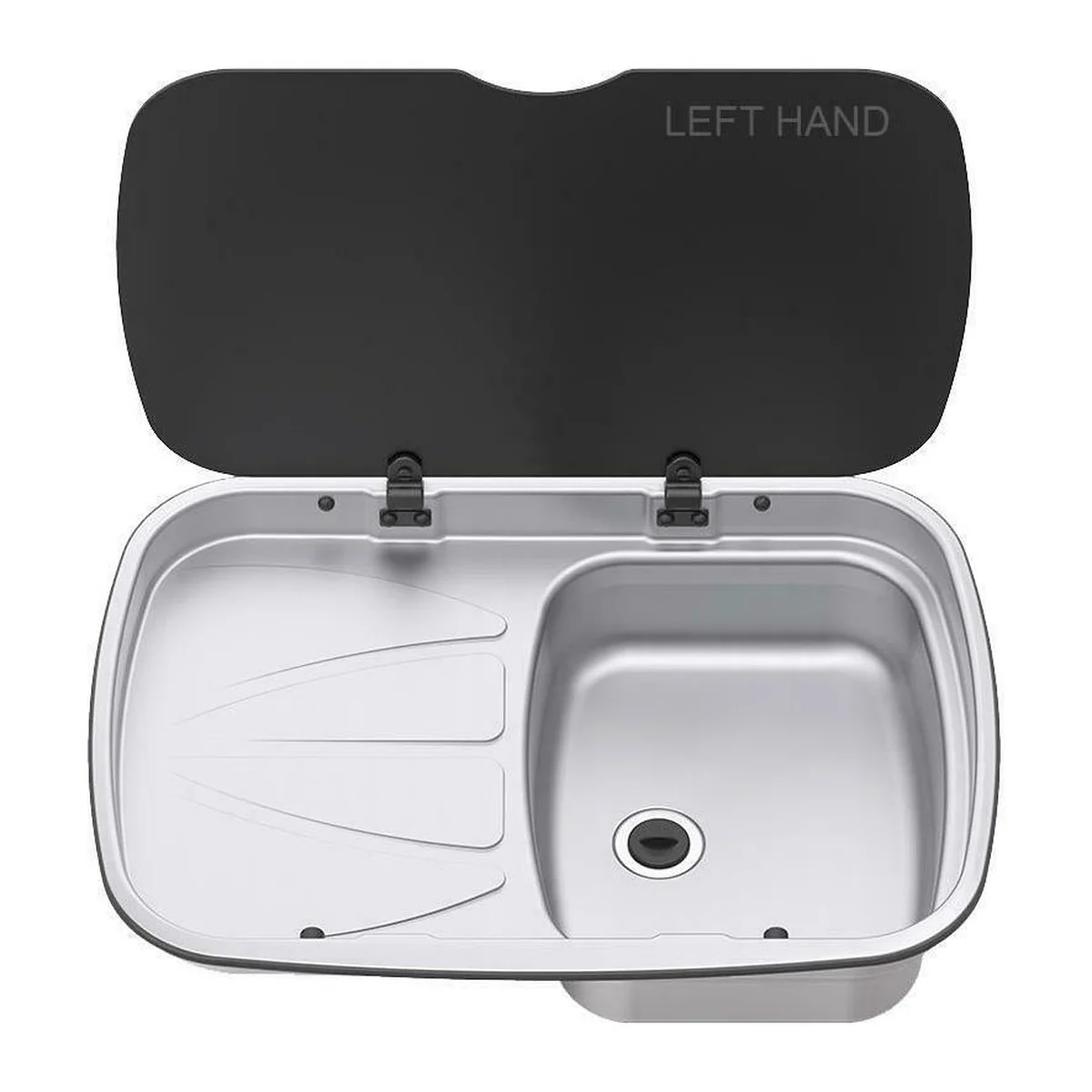 Thetford Spinflo Argent Left Hand Drainer & Sink & Glass Lid - Image 3