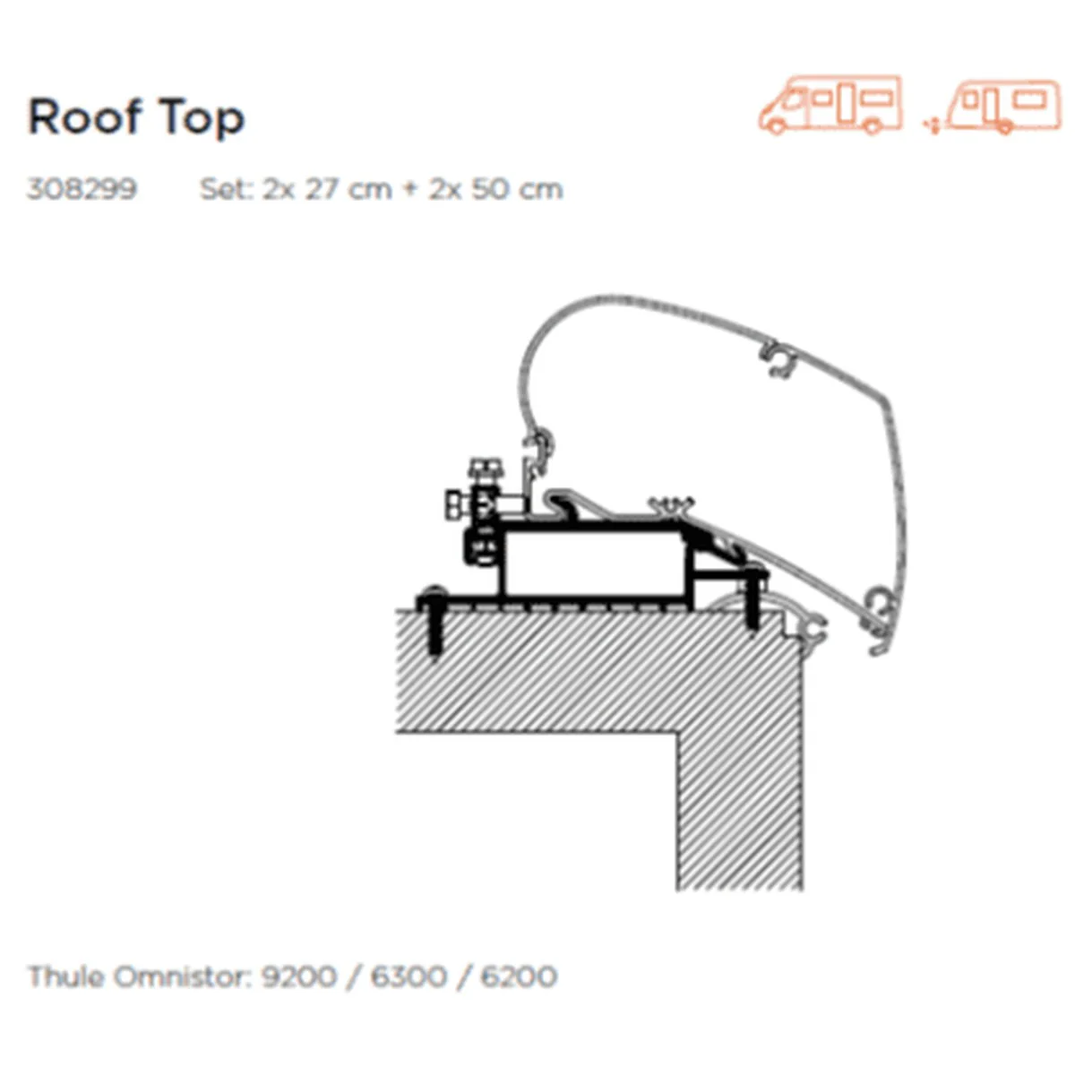 Thule Adapter Roof Top (set: 2x 27cm + 2x 50cm)