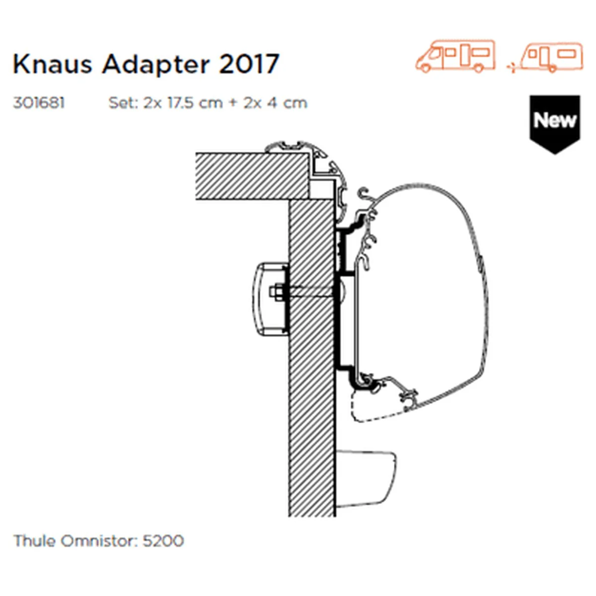 Thule Adapter Wall Knaus 2017 (set: 2x 175cm + 2x 4cm)