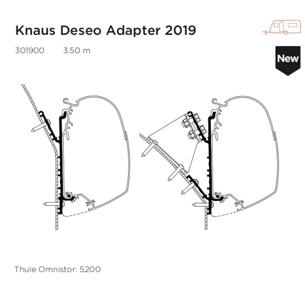 Thule Adapter Wall Knaus Deseo 2019 Omnistor 5200 Awnings 3.50m