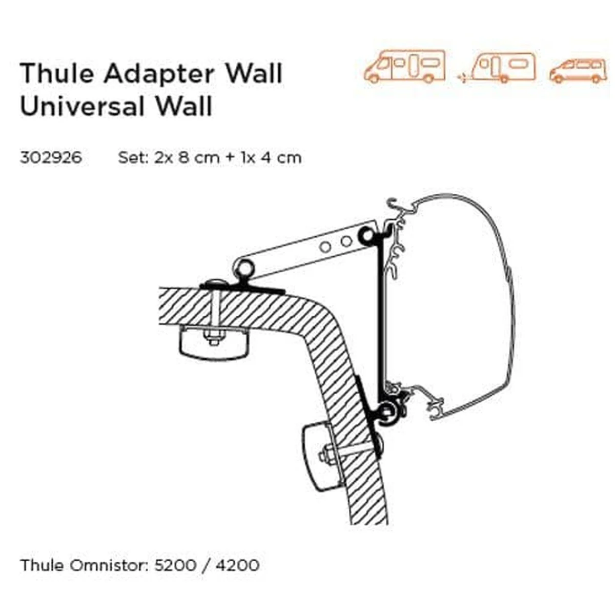Thule Adapter Wall Universal Wall (set: 2x 8cm + 1x 4cm)