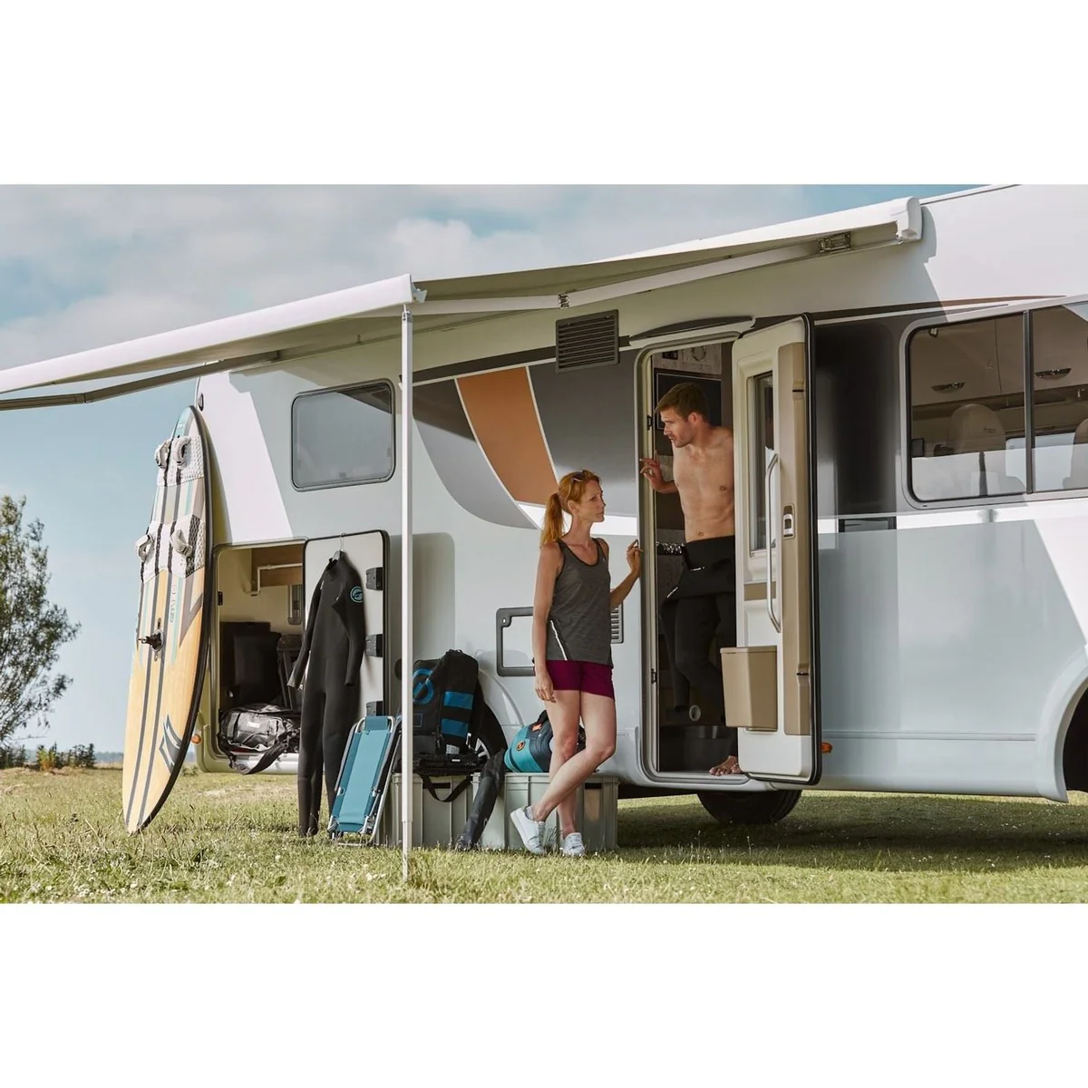 Thule Omnistor 8000 wall awning 5.50x2.75m anthracite black frame, fabric mystic gray
