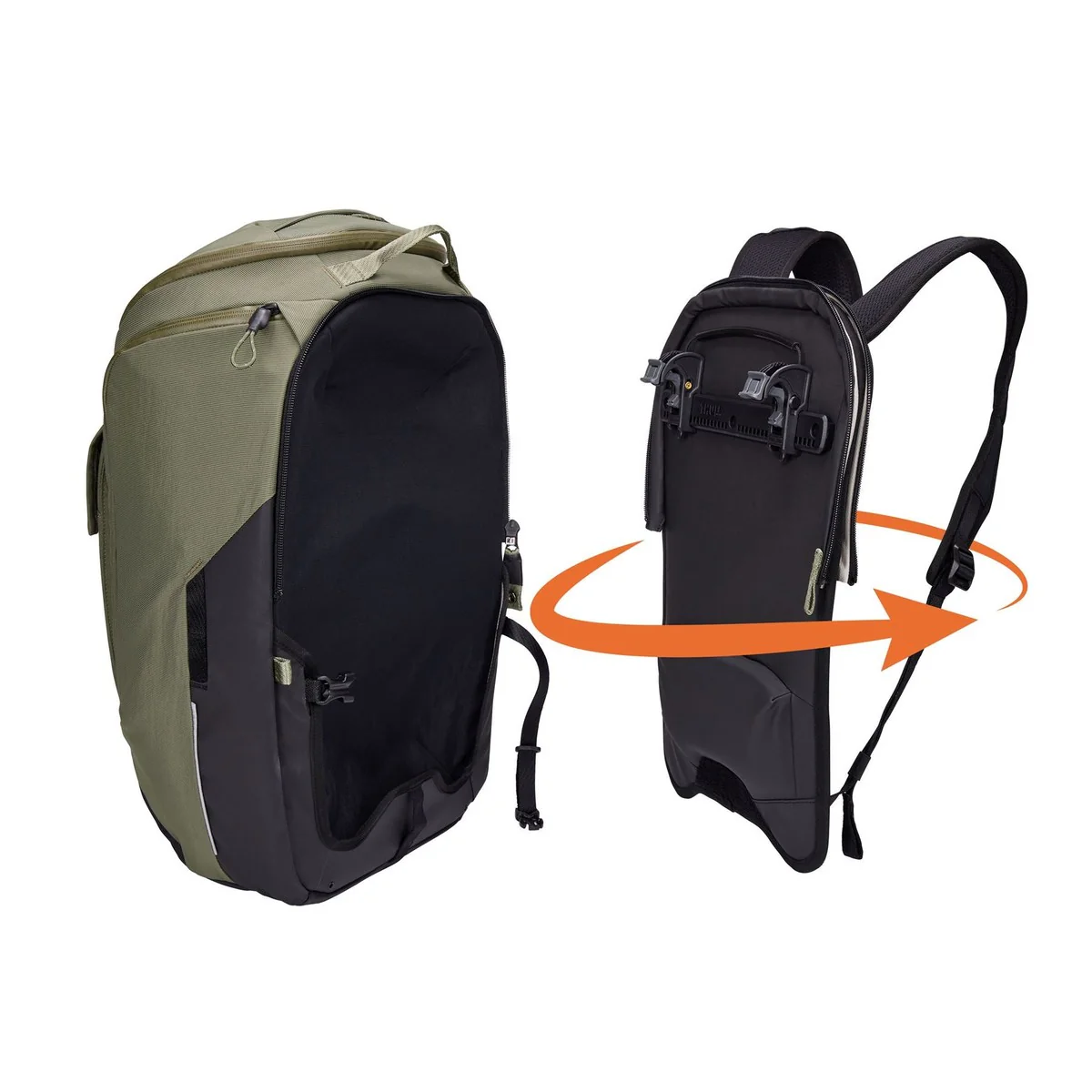 Thule Paramount hybrid bike pannier and backpack 26L green - Image 3