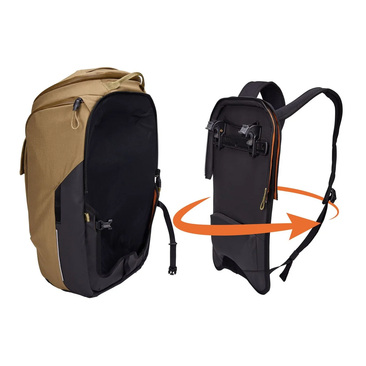 Thule Paramount hybrid bike pannier and backpack 26L tan beige - Image 3