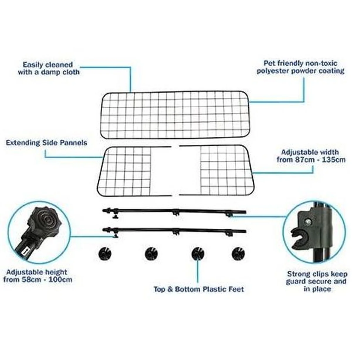 Universal Dog Guard Adjustable Safety Travel Dog Pet Car Mesh Barrier - Image 6