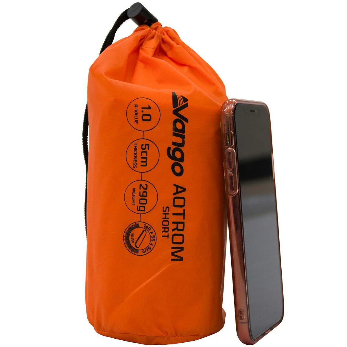 Vango Aotrom Short 5cm Sleeping Mat Orange Single Camping Backpacking - Image 5