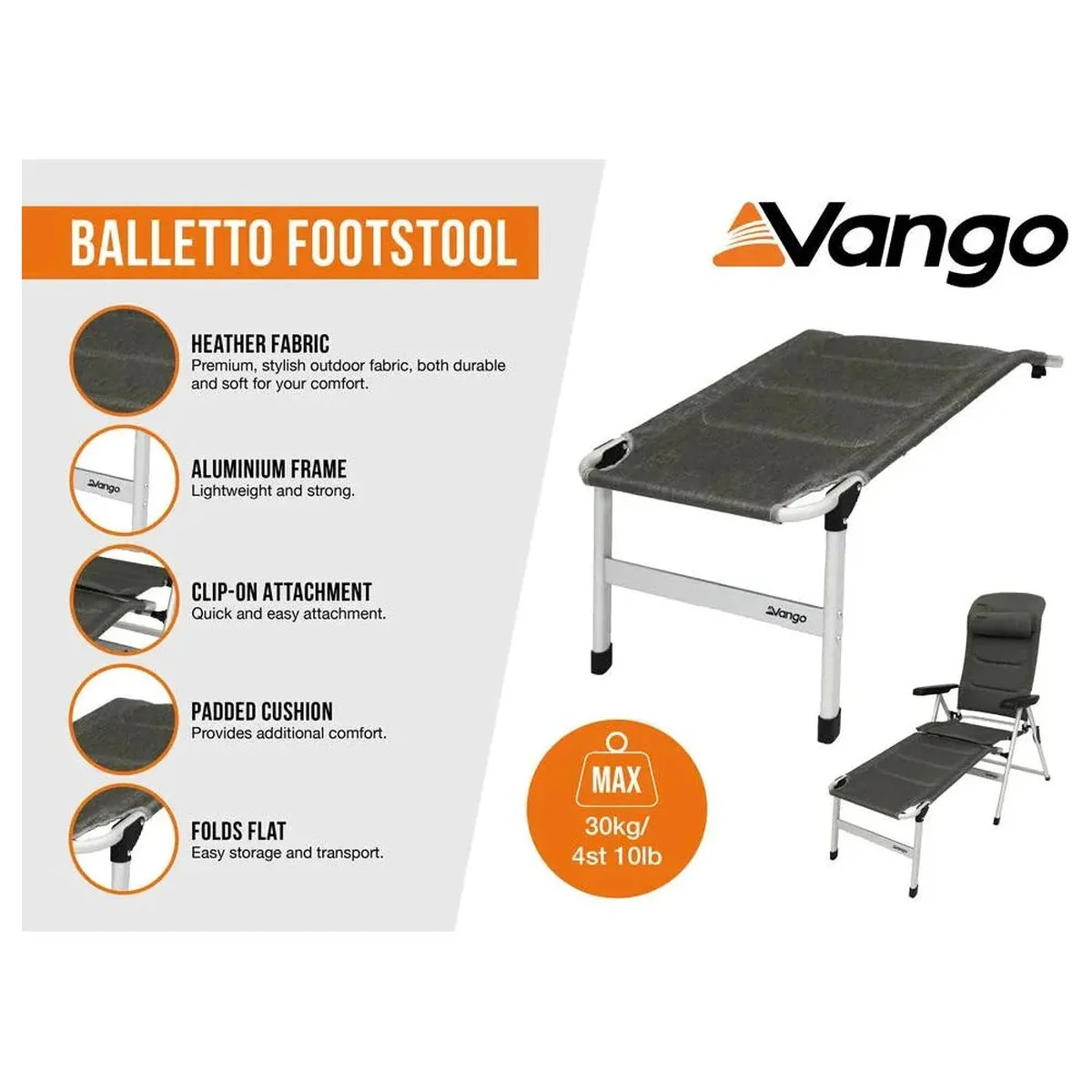 Vango Balletto Footstool Std Heather Grey - Image 3