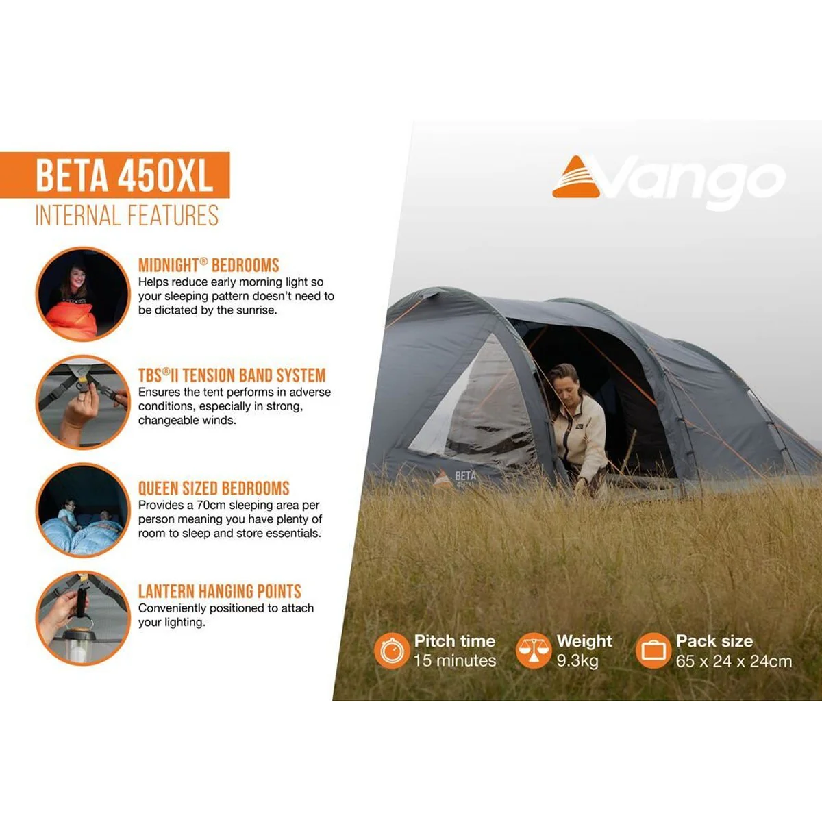 Vango Beta 450XL 4 Berth Family Tent Deep Blue - Image 15