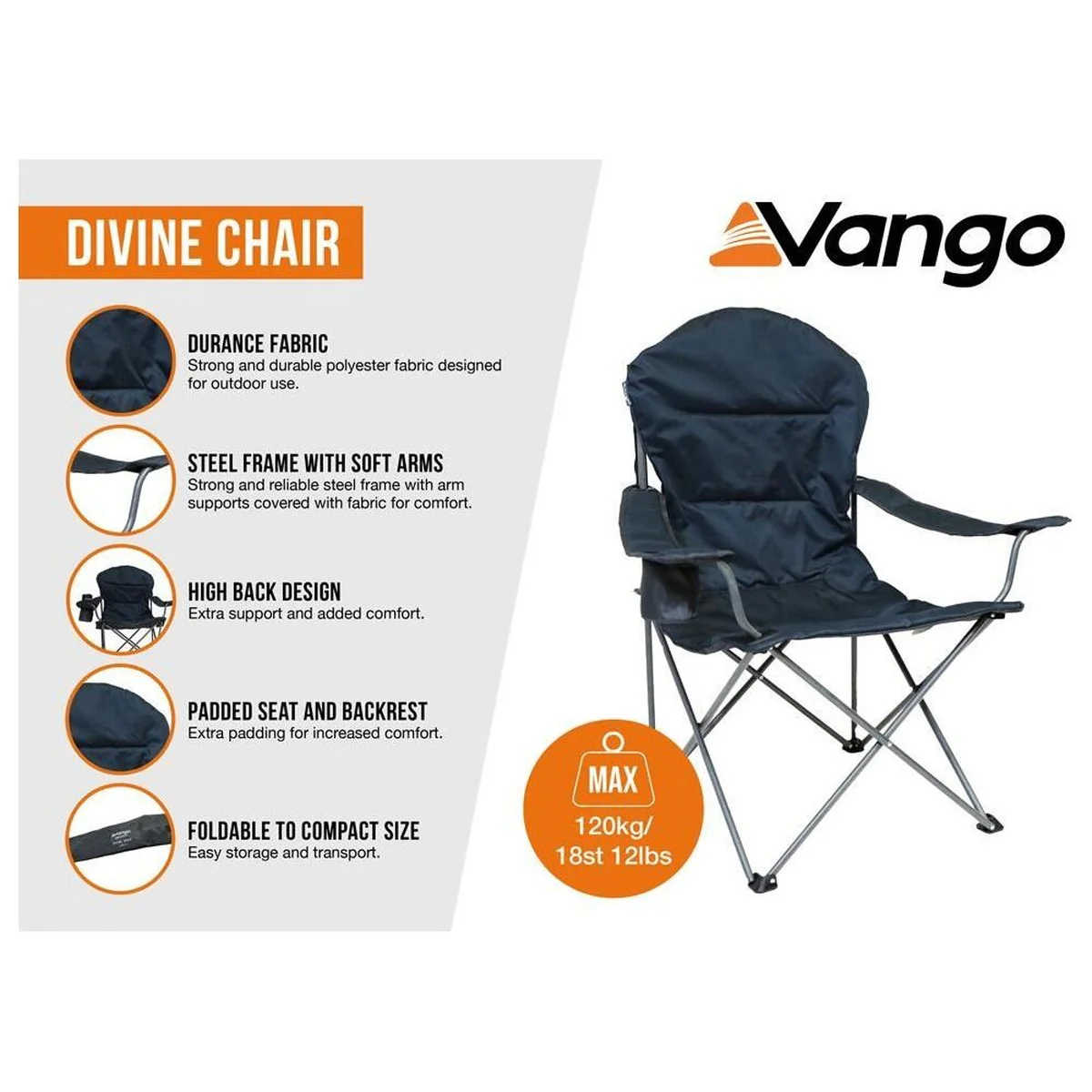 Vango Divine Chair Std Granite Grey Chair - Image 2