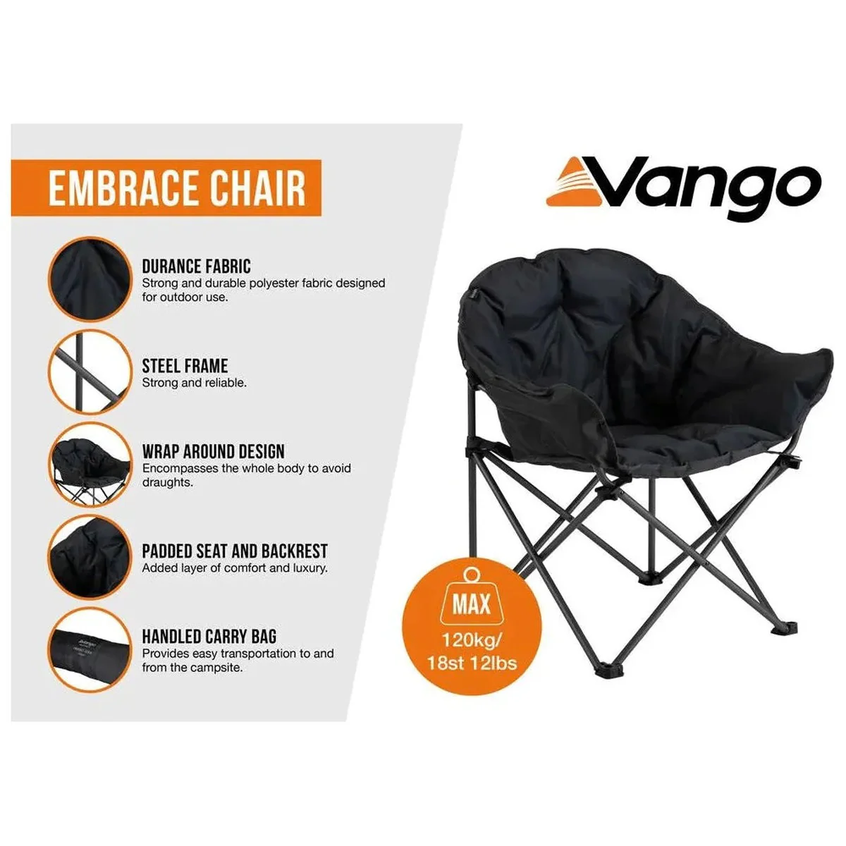 Vango Embrace Chair Std Granite Grey Chair - Image 3
