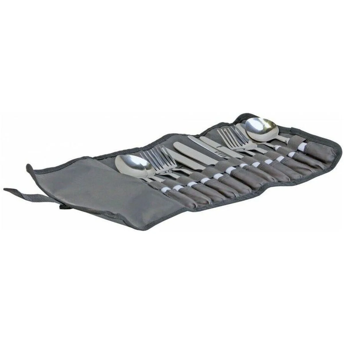 Vango Family Camping Cutlery Set 12 Piece Stainless Steel in Roll Up Pouch