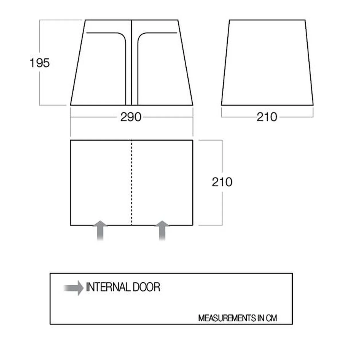 Vango Galli Awning Inner Bedroom Tent Storage Midnight Grey BR005 Sleeps 2 - Image 7