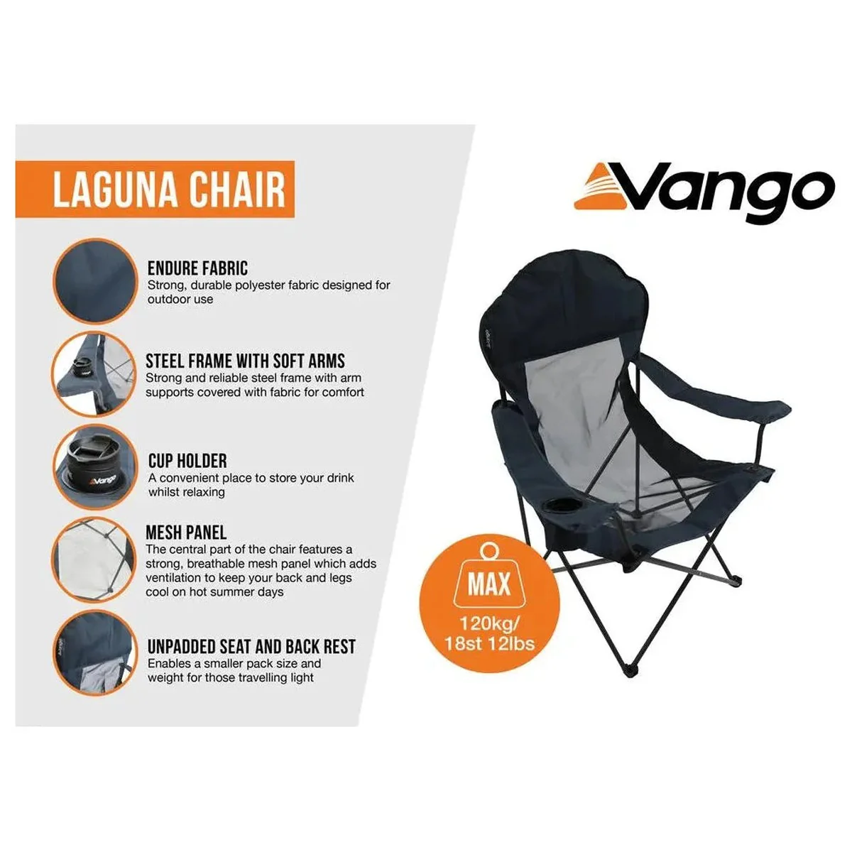 Vango Laguna Chair Std Granite Grey Chair - Image 2