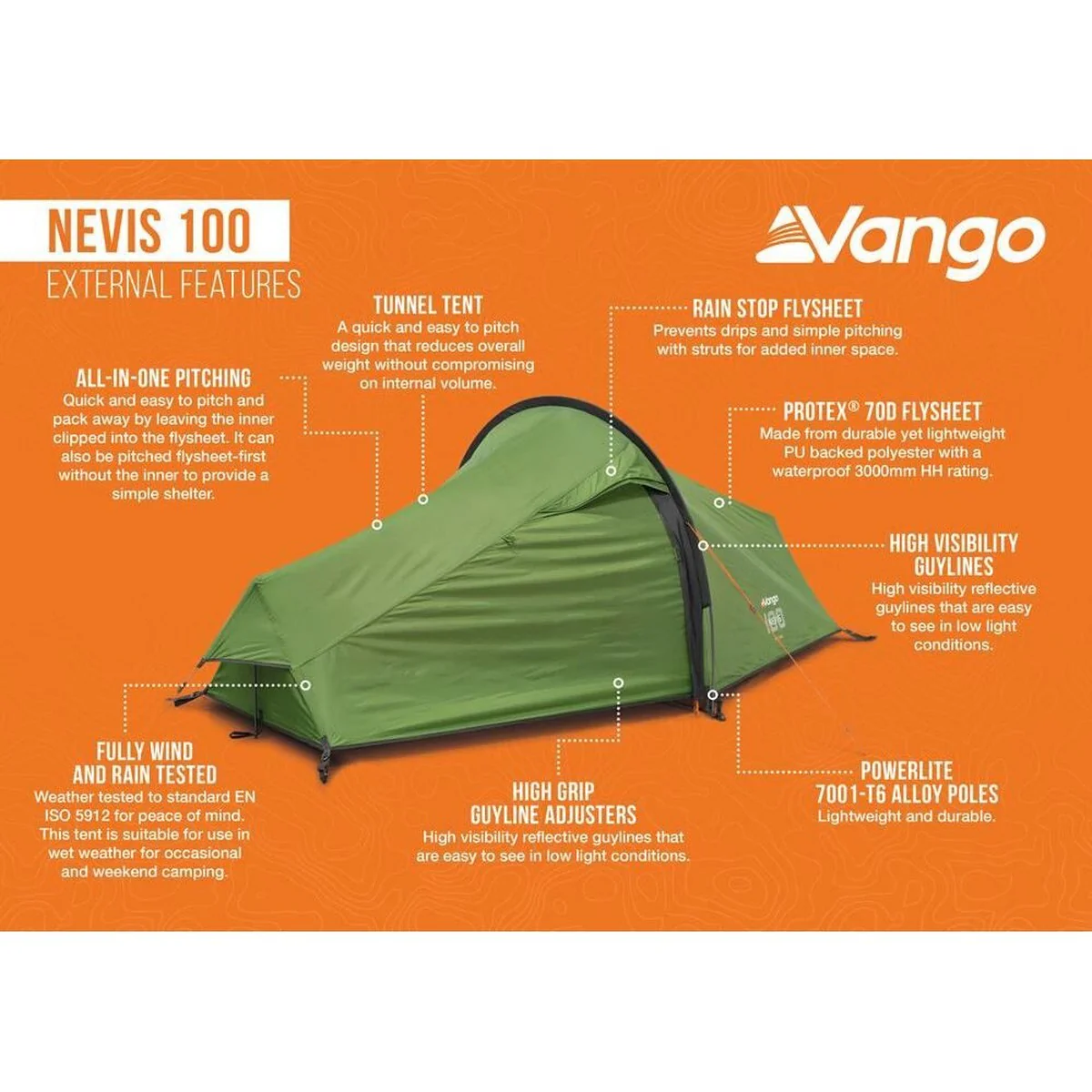 Vango Nevis 100 Pamir Green 1 Person Tent - Image 5