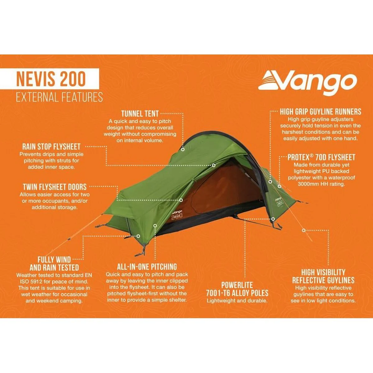 Vango Nevis 200 Pamir Green 2 Person Tent - Image 4