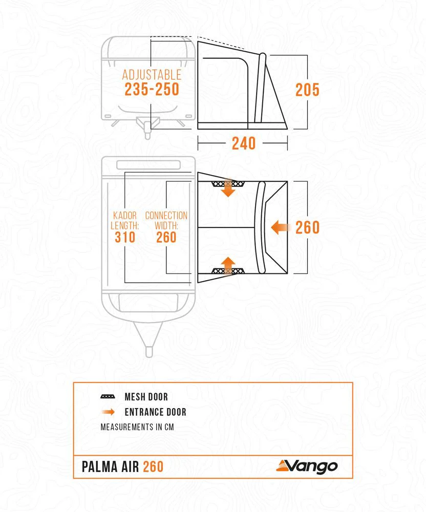 Vango Palma Air 260 Caravan Awning Inflatable Cloud Grey - Image 10