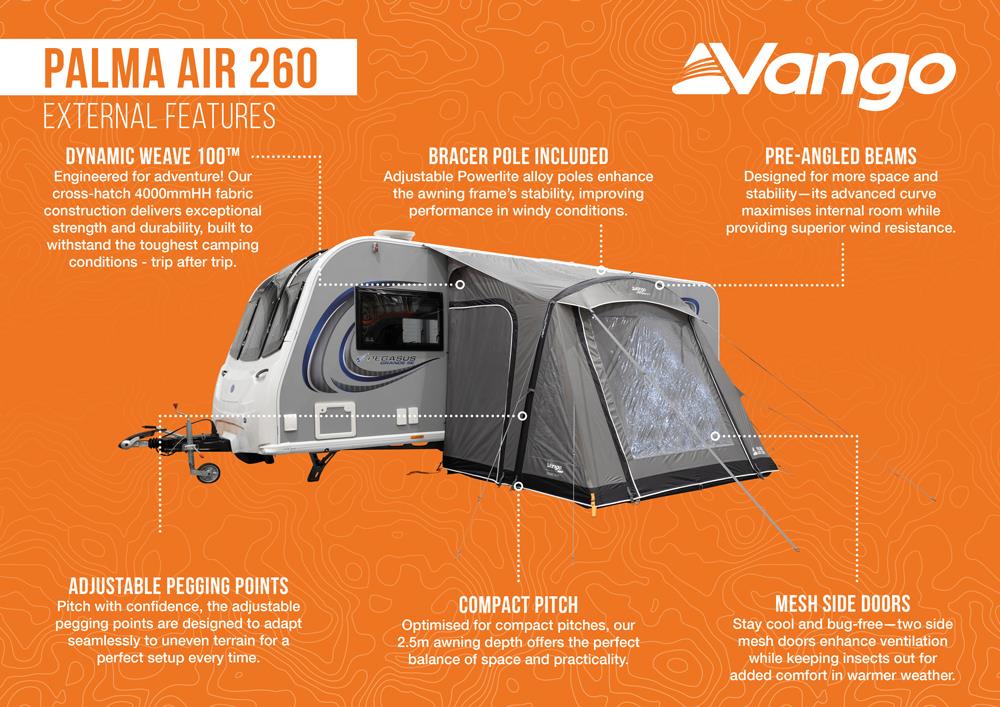 Vango Palma Air 260 Caravan Awning Inflatable Cloud Grey - Image 9