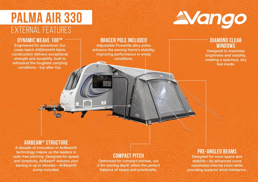Vango Palma Air 330 Caravan Awning Inflatable Cloud Grey - Image 11