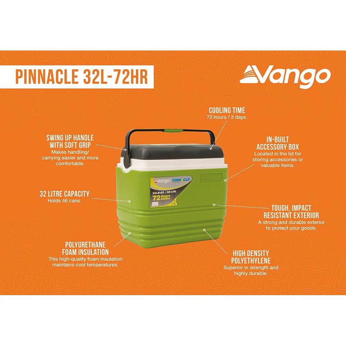 Vango Pinnacle 32L 72HR Green Picnic Camping Food Drink Cool Box Cooler - Image 8