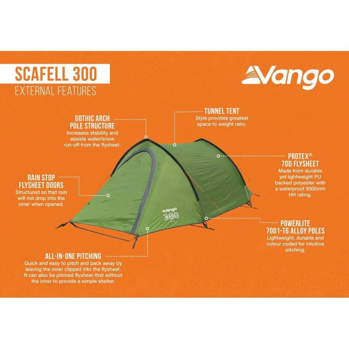 Vango Scafell 300 Pamir Green 3 Person Tent - Image 6