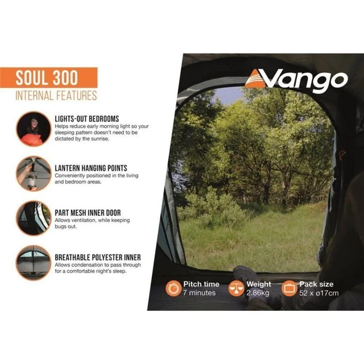 Vango Soul 300 3 Man Waterproof Adventure Tent (Deep Blue) - Image 6