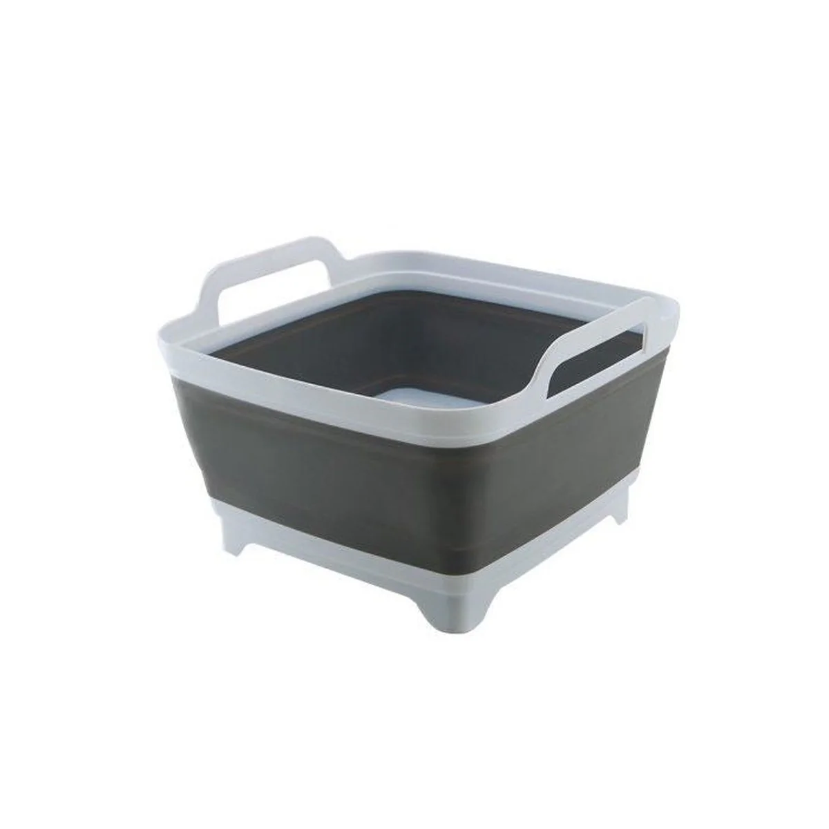 Via Mondo Collapsible Bowl With Drain Plug White/Grey