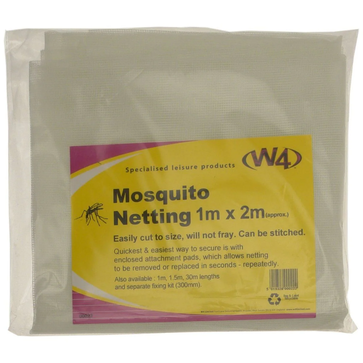 W4 Mosquito Net/Fixers 1M Square Grey 00020