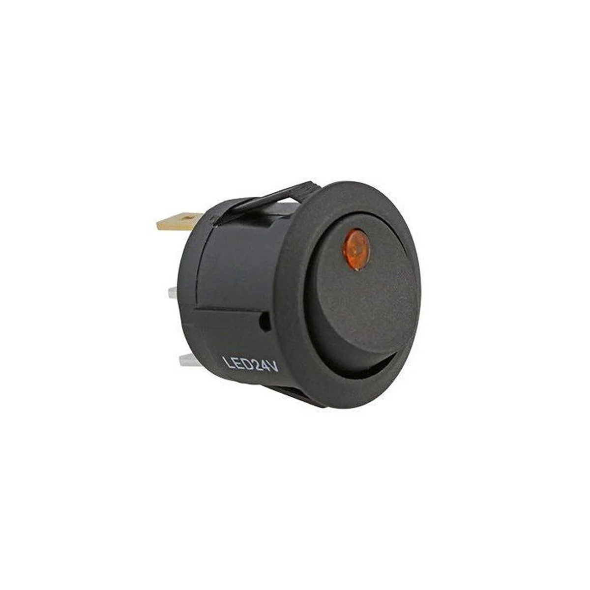 W4 Round Rocker Switch 12V-24V 22Mm Amber Dot, Led Illumination