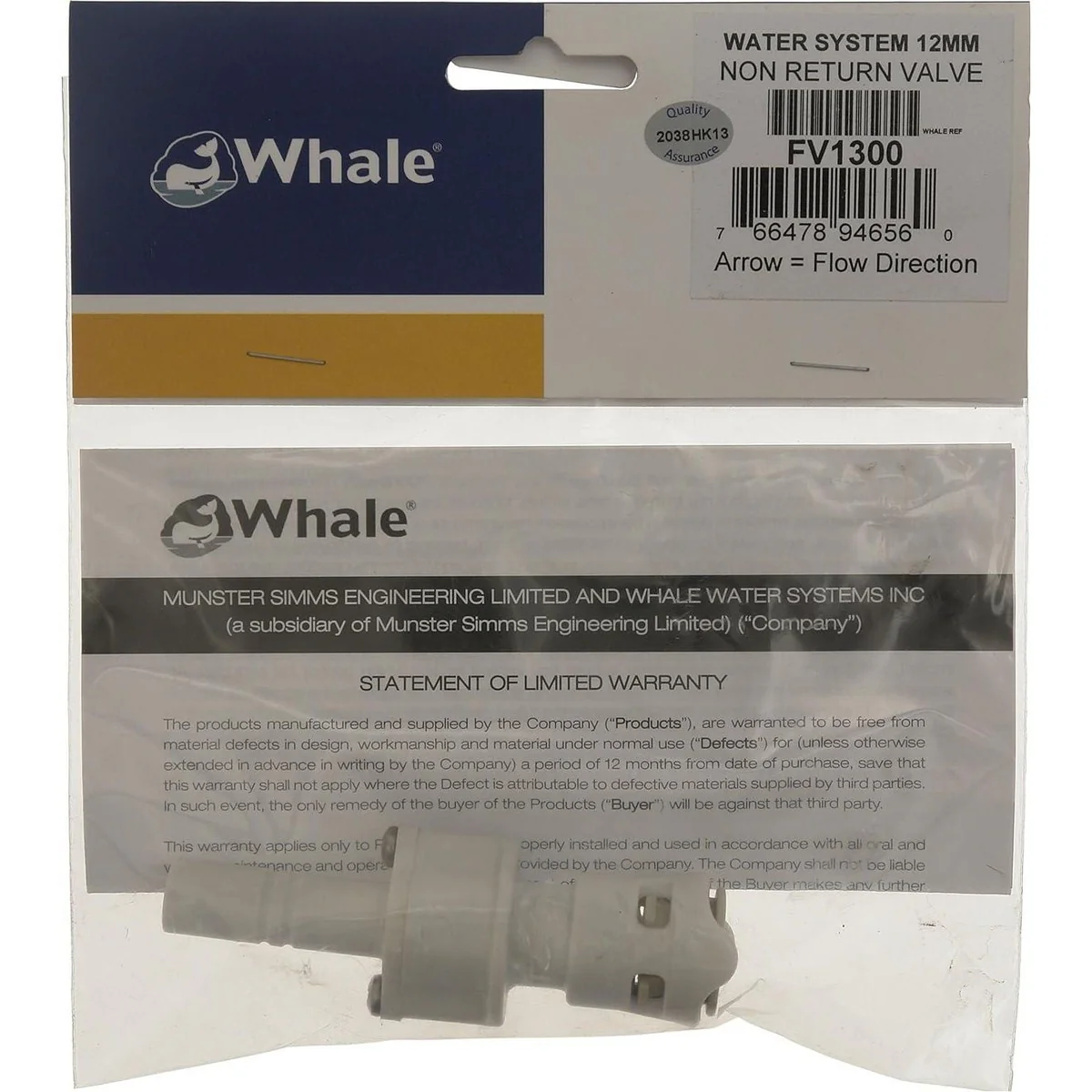 Whale Non Return Valve Water Pipe Push Fit Connector 12mm - Image 3