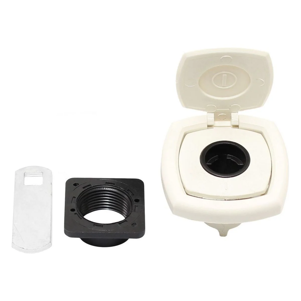 Zadi Square Push Lock with Cover White for Caravan/Motorhomes
